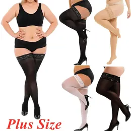 Women Socks Long Fishnet Plus Size Stockings With Anti-slip For Over Knee Thigh High Sexy Black White Lace Sock XXXXL Pantyhose