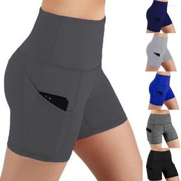 Active Shorts Yoga Cotton Lady Solid Stretch Pocket High-waist Underpants Fitness Hip Running Cutout For Women