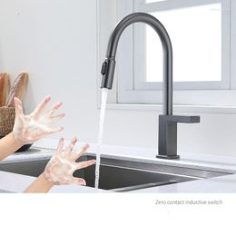 Kitchen Faucets Intelligent Digital Display Faucet Touch Temperature Regulation Cold And Water Pull Out Three Mode