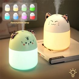 Desktop Humidifier With Colorful Atmosphere Light 250ml Capacity Cool Mist Aroma Diffuser Home Bedroom Humidifier Purifie