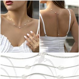 Chains Women's Fashion Beach Sexy Ladies Back Chain Geometric Imitation Pearl Fringe Body Necklace For Girl
