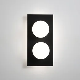 Wall Lamp Nordic Living Room Simple Square Black White Wood Grain Modern Entrance Sconce Bedroom Bedside Ball Decorative Lights