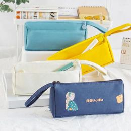Cute Kawaii Korean Style Student Canvas Large Capacity Stationery Bag Desktop Storage Bags Pencil Pouch School Supplies