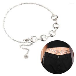 Belts Harajuku Punk Moon Metal Women Vintage High Waist Narrow Chain Gothic Sun Silver Gold Colour Pendant For Female