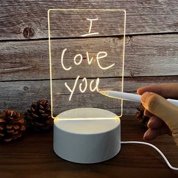 s Creative Led Note Rewritable Message Board with Warm Soft Light USB Power Night Lamp Holiday Gift For Children AA230426