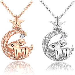 Pendant Necklaces Fine Jewellery 925 Solid Sliver With Chain Fashion Necklace Moon Charm For WomanPendant