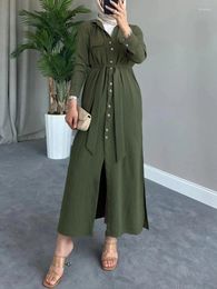 Ethnic Clothing Autumn Muslim Dress For Women Abaya Button Up Cadigan Jalabiya Casual Shirt Dresses Dubai Abayas Kaftan Vestidos Arab Long