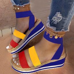 Dress Shoes Simple Student Sandals 2023 Summer Women's Waterproof Platform Elastic Band Wedge Heel Fashion Large Size