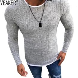 Men's Sweaters Men's Autumn Sexy Skinny Sweater Solid Knitted Pullover thin sweaters O-Neck Slim Fit Sweater Pullovers Plus Size S-5XL 231127