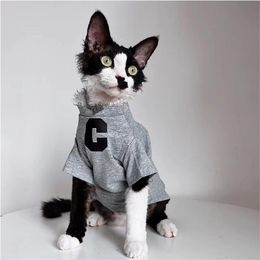 Clothing Sphynx Hairless Cat Clothing German Sphinx Trend Letter Short Sleeve Tshirt Cotton Breathable Thin Pet Cloth