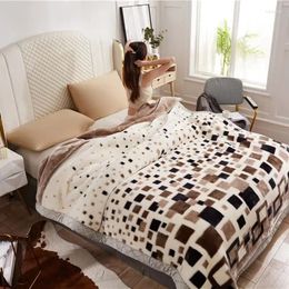 Blankets Home Fleece Blanket Double Layer Winter Thicken Throw For Beds Printed Plush Soft Warm Heavy Raschel