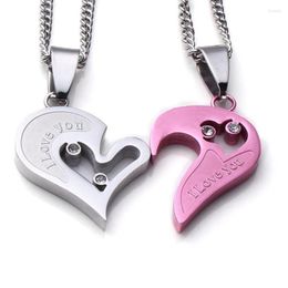 Pendant Necklaces FYSL Stainless Steel Metal Many Colours Love Heart Link Chain Necklace For Valentine's Day Jewellery