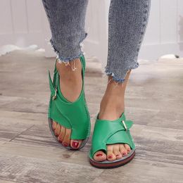 Flat Women Sandals Casual Ladies Pu Leather Open Toe Shoes Female Roman Beach Buckle Zapatos Mujer Primavera Verano 74761 21920 12491