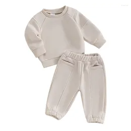 Clothing Sets Toddler Baby Boy Fall Clothes Solid Color Long Sleeve Sweatshirt Pants Set Cute Infant Born Winter Outfits