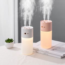 Humidifiers Wireless Double-jet Humidifier V3 Mini USB Humidifiers Mute Double Nozzle Heavy Fog 400mL Water Tank with LED Lamp Type-C USB 230427