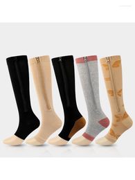 Sports Socks S M L XL XXL Men And Women Compression Pressure Zipper Elastic Anti Varicose Yoga Prevention Veins Black 3pair