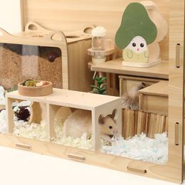 Cages Wooden Hamster Peeping House Hamster Tunnel Hamster Cage Landscaping Supplies Hamster Toy Hamster Accessories Small Pet Tunnel