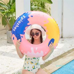 Life Vest Buoy Block Pattern Swim Circle Thicked PVC Children Adult Floating Ring Celebrity Ins Style Water Play Swim Ring for Summer Sea Party