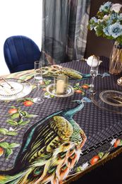Brand High-Grade Flower Round Tablecloth Living Room Dining Home Fabric Fresh Retro Luxury Tassels Dining Table Tablecloth American