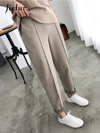 Women's Pants s Jielur Thicken Women Pencil Autumn Winter Trousers OL Style Wool Female Work Suit Pant Loose S4XL 231127