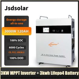 Jsdsolar 3kw Energy Storage All-in-one MPPT Inverter + 25.6v 120ah Lifepo4 Battery Power bank for Outdoor Camping Eu Free Tax