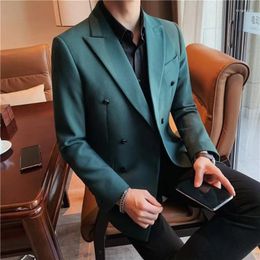 Men's Suits High Quality Double Breasted Blazer Slimming Trend Business Professional Fashion Street Small Suit