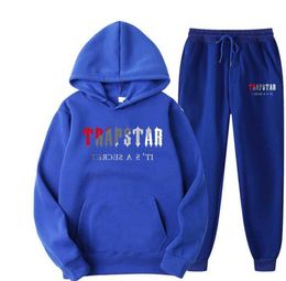 Men's Tracksuits Trapstar Men Women Tracksuit Brand Printed Streetwear Sportswear WarmTwo Piece Sets Hoodie Pants Jogging Hooded