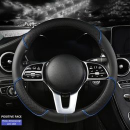 Steering Wheel Covers 14.5-15 Inch Microfiber Leather Carbon Fiber Cover Breathable Anti-Slip Protector Car Accessories