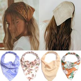 Bandanas Durag Syal Rambut Bandana Pantai Bunga Cetak Musim Panas Bando Karet Elastis Modis untuk Aksesori Wanita Perempuan 230427