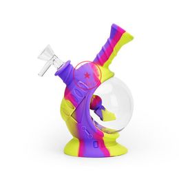 Latest Colorful Silicone Smoking Bong Pipes Kit Portable Space Capsule Shape Travel Bubbler Tobacco Filter Funnel Spoon Bowl Oil Rigs Waterpipe Dabber Holder DHL