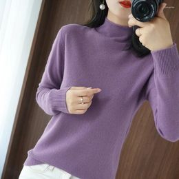 Women's Sweaters Fashion Women Mock Neck Long Sleeve Warm Knitwear Solid Slim Fit Pullover Basic Korean Knit Tops Bottoming Shirt Jumper