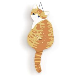 Wall Clocks Creative Clock Naughty Cat Wag Tail Quiet Swinging For Home Bedroom Living Room Decoration202b7547792