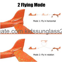 Novelty Games Aeroplane Toys Upgrade 17.5 Large Throwing Foam Plane 2 Flight Mode Glider Flying Toy For Kids Gifts 3 4 5 6 7 Year Old B Am7Jz