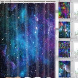 Curtains Colourful Galaxy Space Shower Curtain Psychedelic Starry Hang Curtain Bathroom Decoration Polyster Fabric Bathroom Accessories