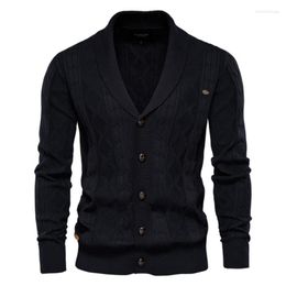 Men's Sweaters 2023 Men's Argyle Solid Color Cardigan Casual Quality Zipper Cotton Winter Fashion Basic Cardigans