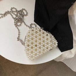 Evening Bags Hand-woven Pearl Women's Beaded Women Handbag Designer Shoulder Bag Mini Chain Crossbody Ladies Hand Purse Clutch