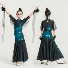 Stage Wear Waltz Ballroom Dance Competition Costume Girls Latin Performance Dresses Kids Samba Rumba Modern Dancing Clothes XS7329