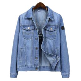 Men's Jackets Fashion light blue denim coat men spring and autumn new large size top Korean version of the trend coat middle-aged island jacket