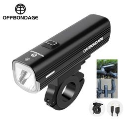 Bike Lights OFFBONDAGE Bike Front Light USB Rechargeable Rainproof Bicycle Light 1000Lumen MTB Front Lamp LED 4800mAh Flashlight Bike Lamp P230427