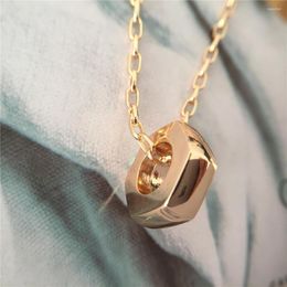 Pendant Necklaces Trendy Gold Colour Plating Hexagon Nut Necklace For Women Girl Chic Modern Geometric Vintage Gothic Jewellery