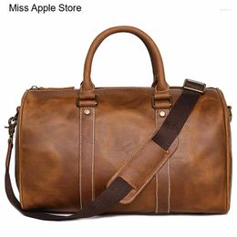 Duffel Bags Travel Bag Simple Messenger Vintage Men's Cowhide Leather Business Short-distance Carry Hand Luggage Large-capacity