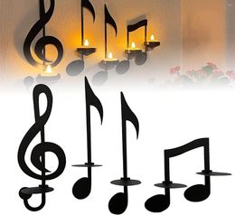 Candle Holders Black Music Note Left Button Candlestick Home Decorations Wall Hanging Decor Key Decorative Holder Ornament