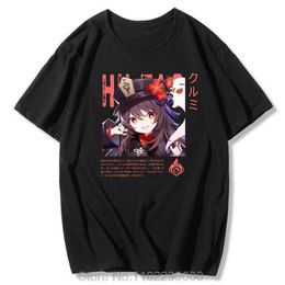 Men's T-Shirts Hu Tao T Shirt Women Genshin Impact Hot Game Fashion Tops Y2k Ahetic Harajuku Kawaii Tees Summer Cotton Print Casual T-shirt G230427