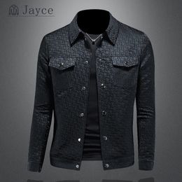 Men s Jackets jacquard weave Texture Fashion Jacket Personalised Slim Fitting Lapel 2023 Clothing Suede Coats 231127