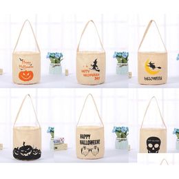 Other Festive Party Supplies Luminous Halloween Candy Bags Canvas Bucket Bag Sacks Stuff Tote For Trick Or Treat Reusable Grocery D Dhbvs