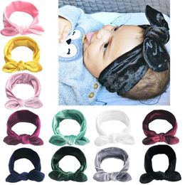 New Elastic Children Bunny Ears Headband Gold Velvet Baby Holiday Hair Tie Headdress Hair Accessories Newborn Infants Gift