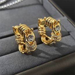 French Precision Metal Hollowed Out Three-Dimensional Zircon Earrings Light Luxury High-End Quality Trendy Brand Charm Jewelry