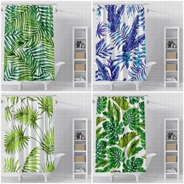 Curtains Tropical Leaves Shower Curtain Flowers Pattern Bath Curtain Waterproof Polyester Fabric Bathroom Curtains with Hooks