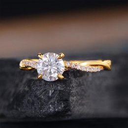 Wedding Rings CAOSHI Chic Gold Color Women Twist Brilliant CZ Marriage Ceremony Accessories Promise Crystal Ring Bridal Jewelry