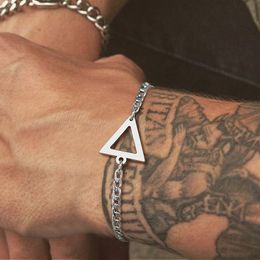 Charm Bracelets Mens Bracelet Geometric Triangle Chain Bracelets Silver Colour Stainless Steel Curb Chain For Men Mens Jewellery Gift for Him 230426